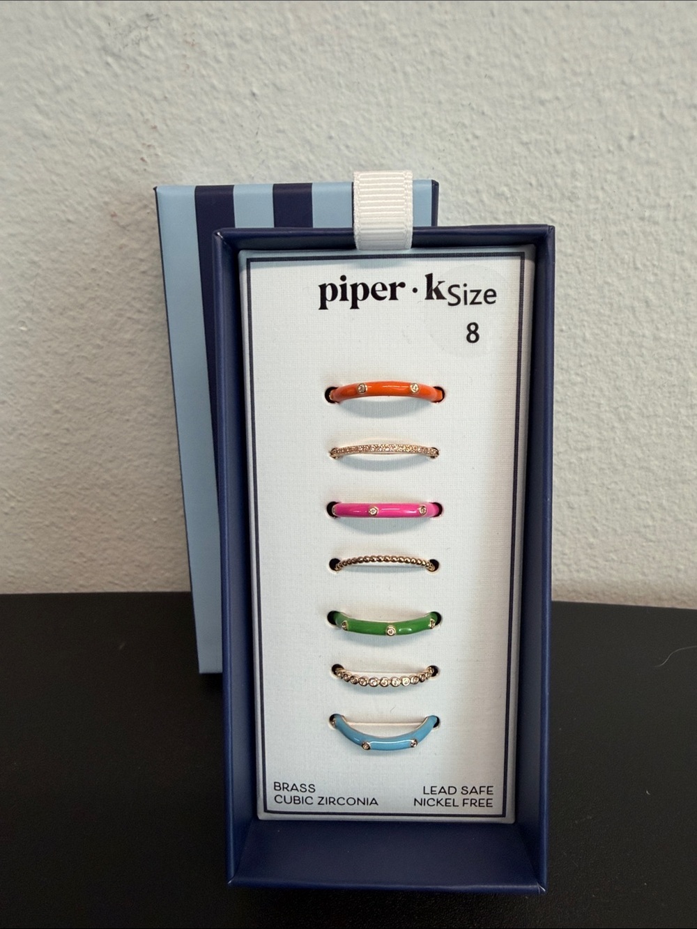 Piper K | Stackable Cubic Zirconia Colores Ring Set | Size 8